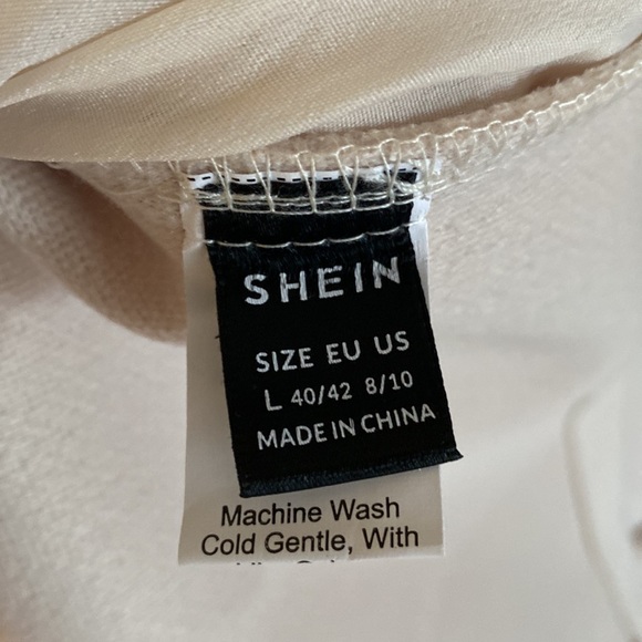 (B5) NEW SHEIN Unity Lapel Neck Double Breasted Fuzzy Cuff Overcoat, Size L,NWOT - Picture 11 of 16